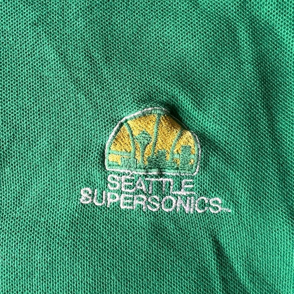 Seattle Supersonics Green Polo Shirt NBA Sonics Size XL Logo 7 Vintage Rare - Picture 3 of 6